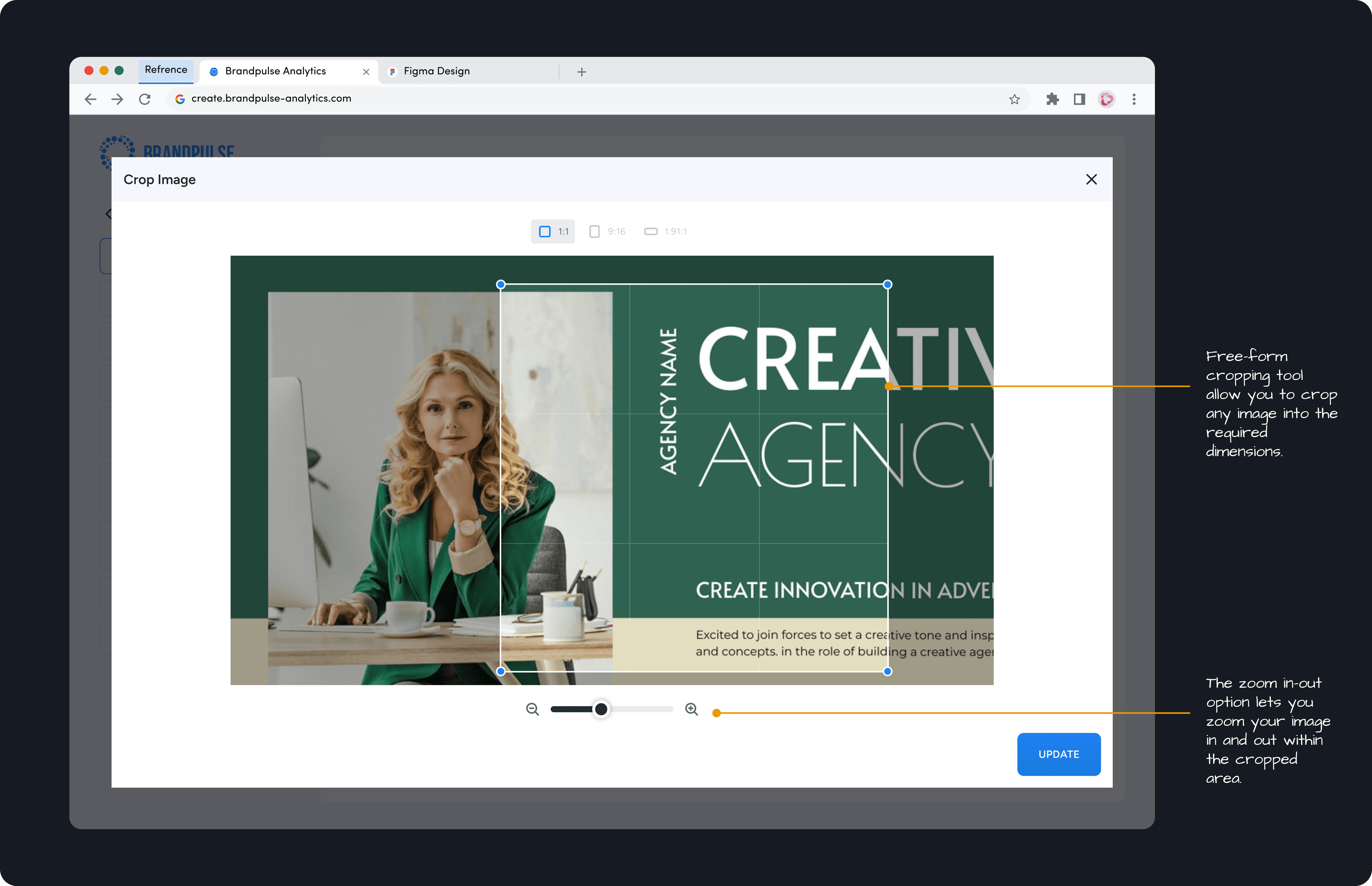 In-app image cropping flow replacing the external editor redirect