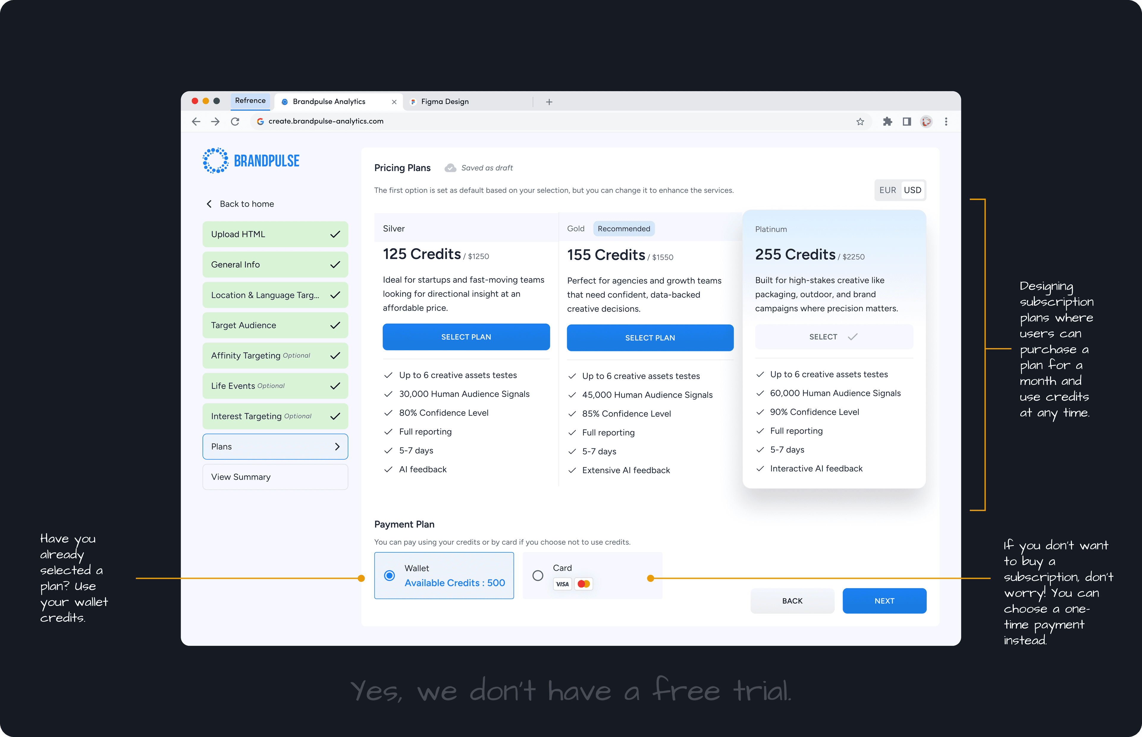 Credit-based checkout and pricing options — bundles alongside one-time payments